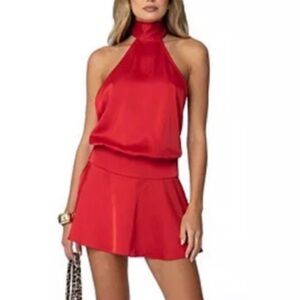Edikted Red Halter Mini Dress